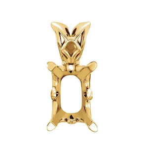 14K Gold Emerald Pendant Mounting 4-Prong Available in 5x3mm - 25x18mm