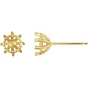 14K Gold Round 8-Prong Wire Basket Earring Mounting Available in 2.5mm - 8mm