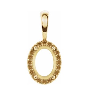 14K Gold Oval 4-Prong Halo-Style Cabochon Pendant Mounting Available in 5x3mm x 12x10mm
