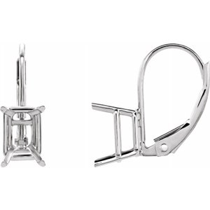 14K Gold Emerald 4-Prong Lever Back Earring Mounting Available in 6x4mm - 10x8mm