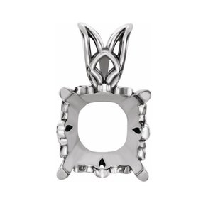 14K Gold Cushion 4-Prong Pendant Mounting Available in 3.5x3.5mm - 10x10mm
