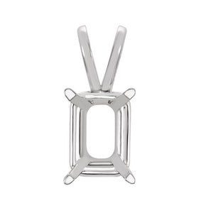 14K Gold Emerald 4-Prong Pendant Mounting Available in 5x3mm - 25x18mm