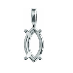 14K Gold Marquise Pendant Mounting Available in 5x3mm - 10x5mm