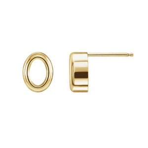 14K Gold Oval Back-Set Bezel Earring Mounting Available in 5x3mm - 8x6mm