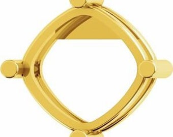 14K Gold Cushion Slide Pendant Mounting Available in 6x6mm - 8x8mm