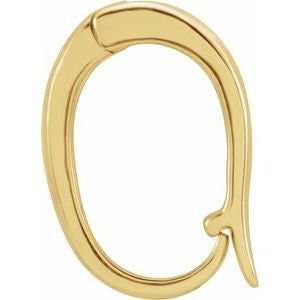 May include: A gold-colored, abstract-shaped pendant. The pendant has a curved, elongated oval design with a hook-like extension at the bottom. The surface appears smooth and reflective, suggesting a polished finish. The overall design is minimalist and modern.