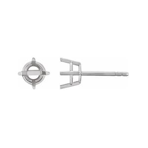 14K Gold Round 4-prong Safety Post Earring Mounting Available in 2MM - 12MM