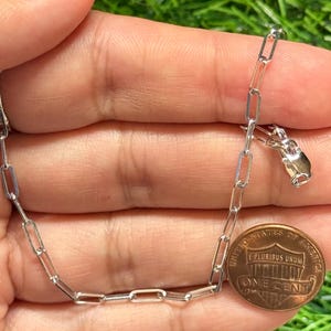 14K White Gold Paperclip Chain – 1.0mm to 2.5mm Thickness – 16 inches Premium Quality White Gold Necklace Chain for Jewelry Making