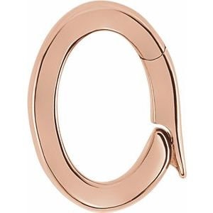 May include: Rose gold oval-shaped clasp. The clasp has a smooth, polished finish and a hinged design for easy opening and closing. The clasp is designed to secure jewelry.
