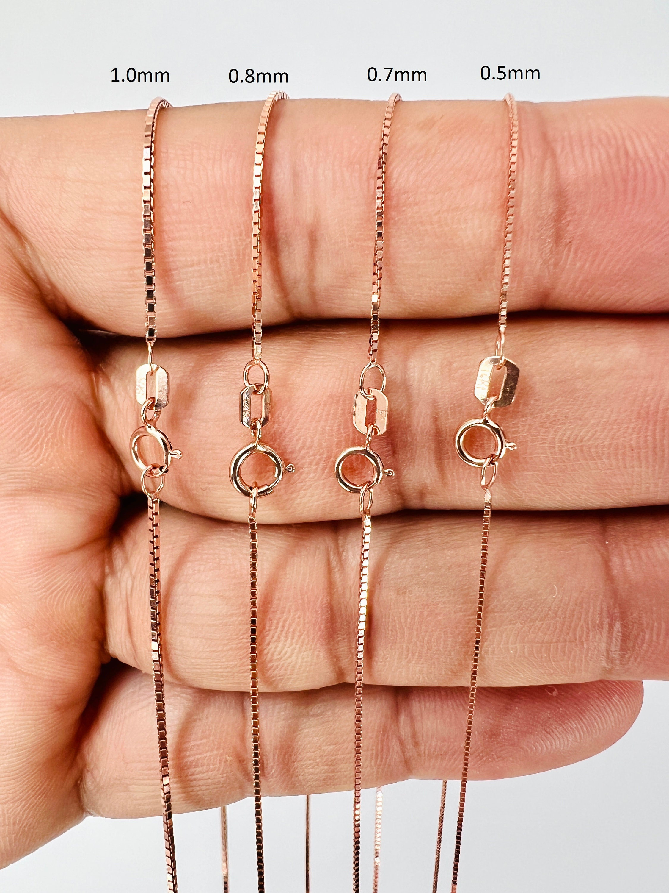 14K Rose Gold Venetian Box Chain Necklace (0.5mm - 1.0mm) - Etsy