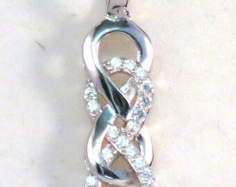 Double Infinity Pendant/Necklace Sterling Silver and Dazzling Cubic Ziconias