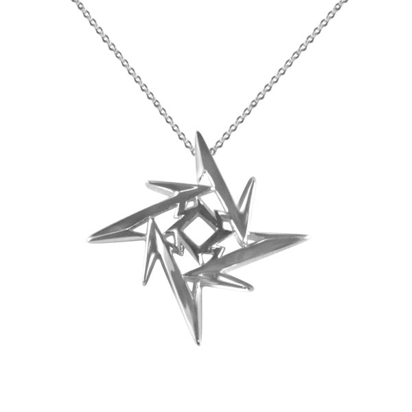 Ninja Star Pendant/Necklace - Sterling Silver