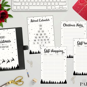 Printable A5 CHRISTMAS inserts &quot;Black & White style&quot; for your A5 planner