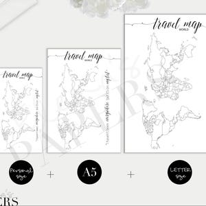 printable travel world map insert for your personal a5 and etsy