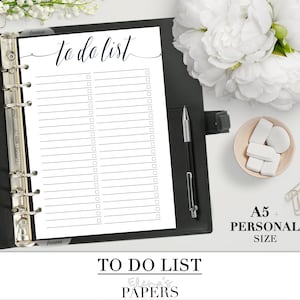 Printable TO DO LIST for your Personal, A5 and Letter size planner_ Favorite  planner Inserts__Black & White_pdf Filofax insert check list