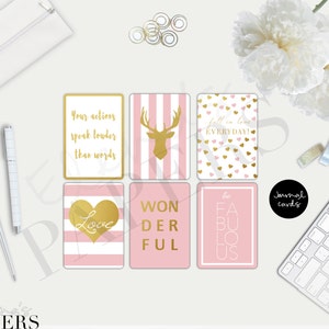 Printable Journal Cards  &quot;Gold & Pink style&quot;_pastel pink_golden cards_PDF