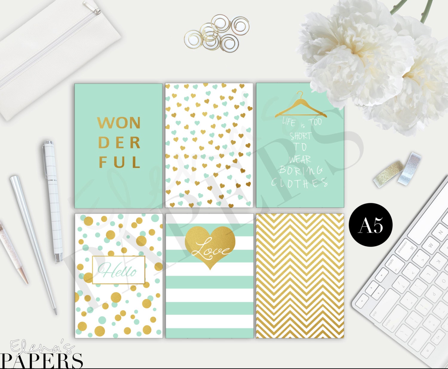 Calendars & Planners Textures Quotes Printable A5 BLACK and WHITE ...