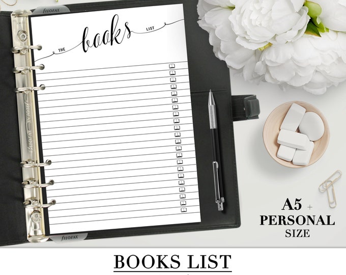 Printable BOOKS LIST for Your Personal,a5, Pocket, Classic Happy ...