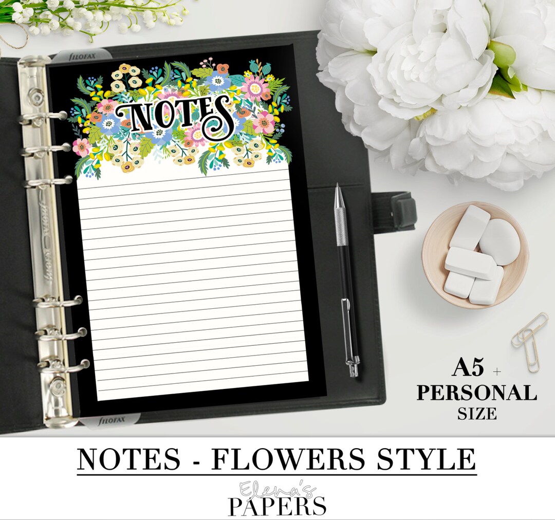 Printable NOTES Insert for Your Personal and A5 Planner+ Franklin Covey ...
