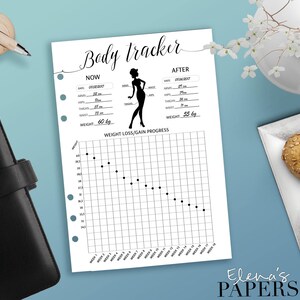 Printable Body Progress Tracker Insert for Your Personal, A5, Letter ...