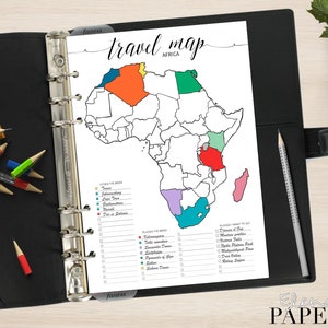AFRIKA KARTE Einlage zum Ausdrucken für deinen Personal Planer, A5 und Letter Größe Planner