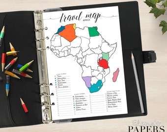 AFRIKA KARTE Einlage zum Ausdrucken für deinen Personal Planer, A5 und Letter Größe Planner