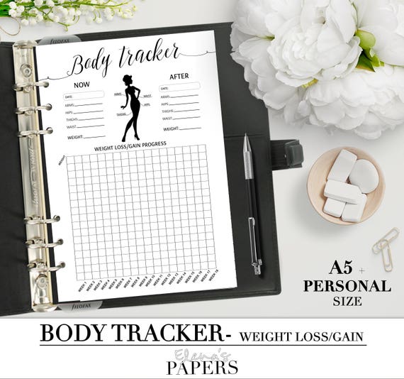 Printable Body Progress Tracker insert for your Personal A5 | Etsy