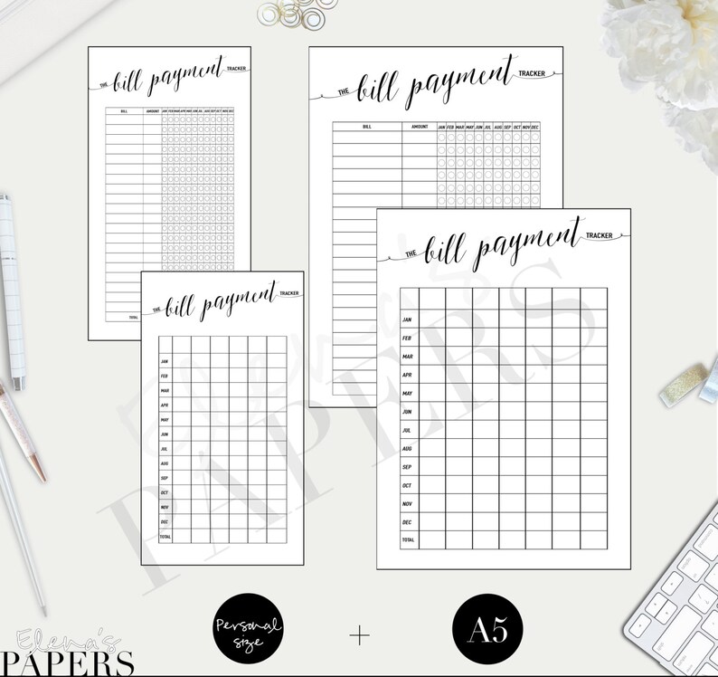 Printable BILL PAYMENT tracker for your Personal A5 Letter | Etsy