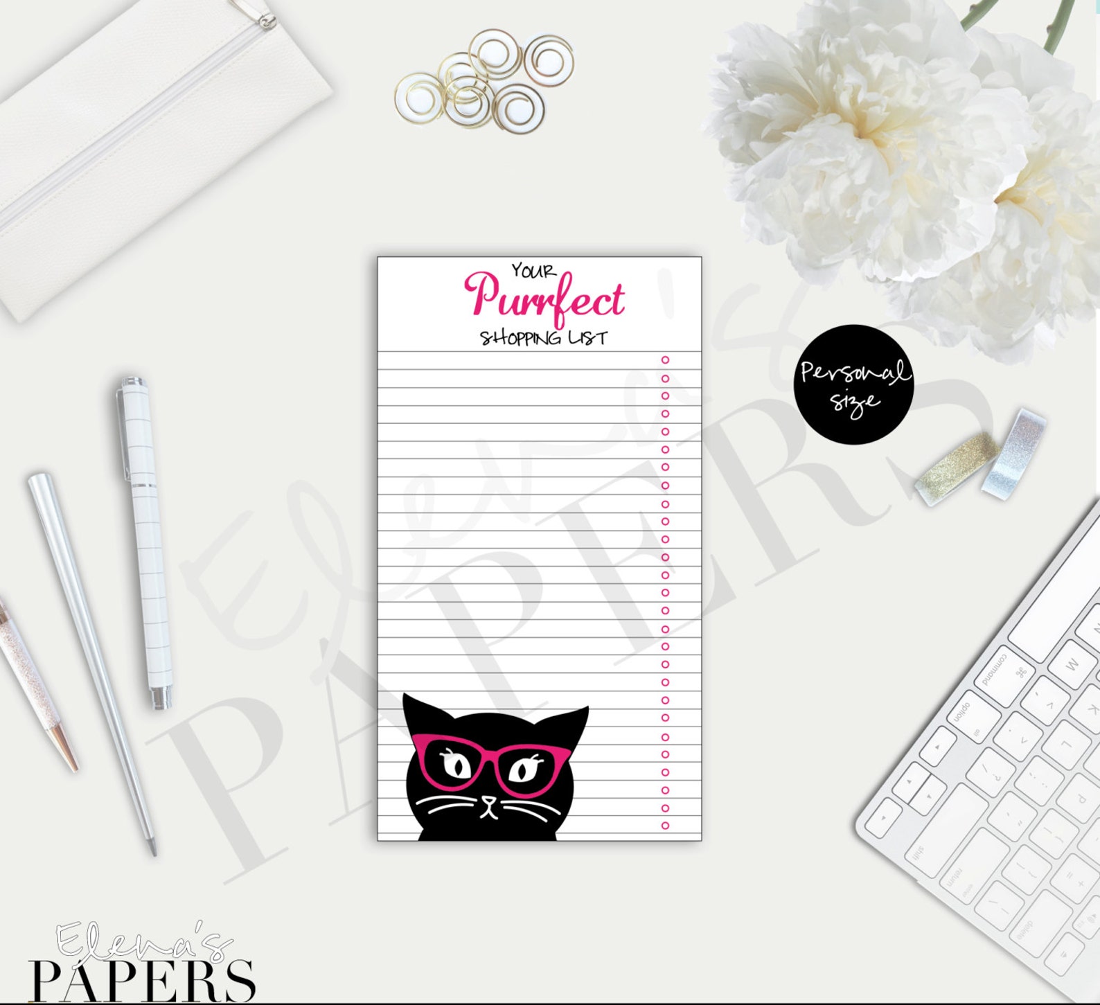 A Cute Black Cat SHOPPING LIST Insert for Your Personal Etsy