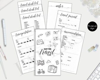 Printable TRAVEL PLAN Einsätze für deinen Personal und Pocket Planner_Trip Journal_Vacation_Travel Checklist_Reiseplan_Packing List