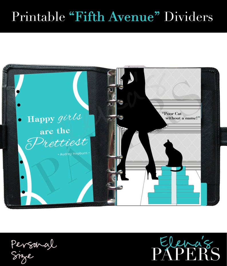 Personal filofax printable dividers Fifth Avenue | Etsy