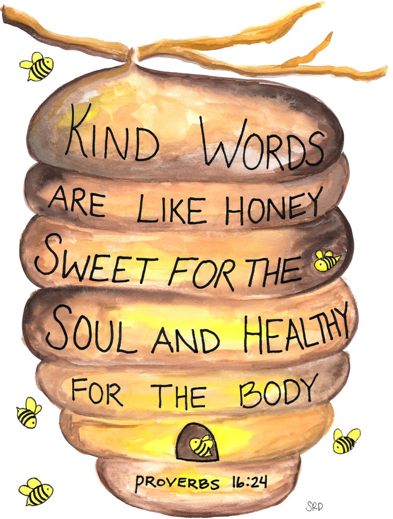 Honey Bee Proverbs Biblical Quote Fine Art Print Etsy