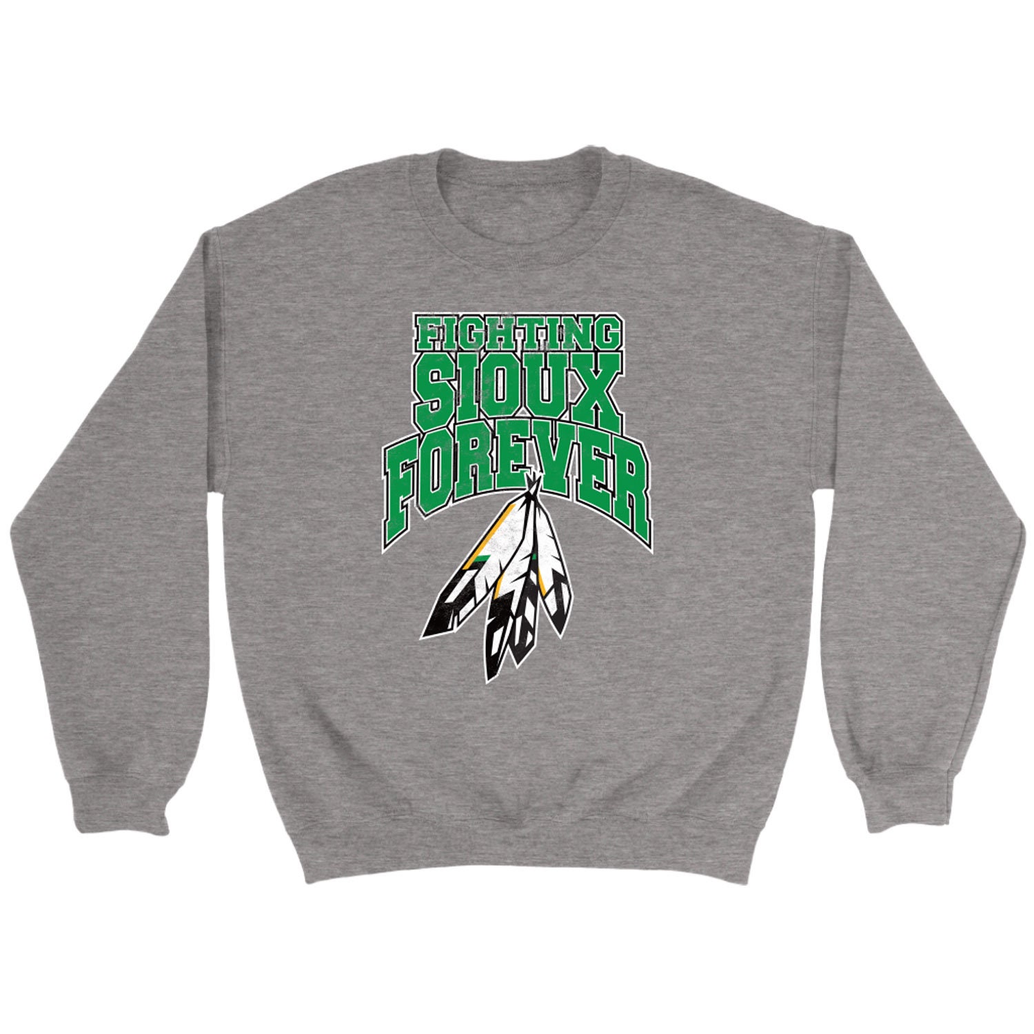 Fighting Sioux Forever Crewneck Sweatshirt - Distressed Logo