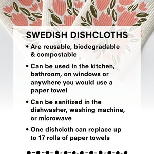 Pink Tulips // Swedish Dishcloth // Reusable Paper Towel image 4