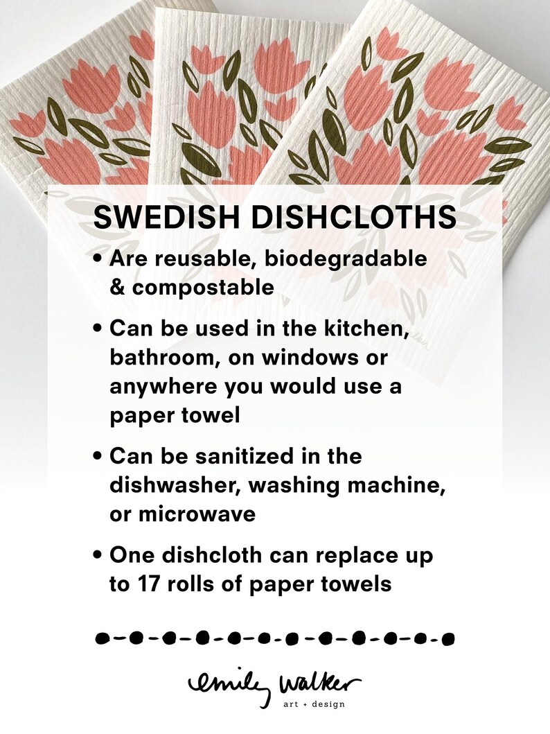Pink Tulips // Swedish Dishcloth // Reusable Paper Towel image 4