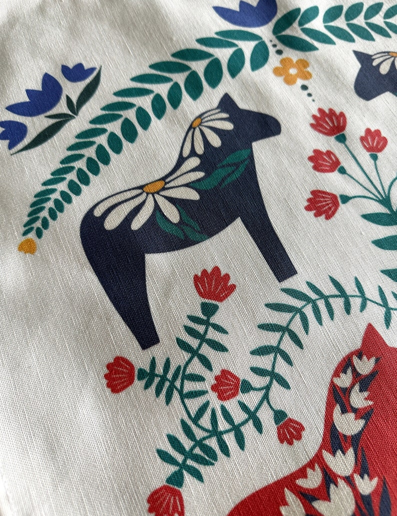 Dala horse tea towel // Hostess gift // Kitchen towel // Tea towel image 5