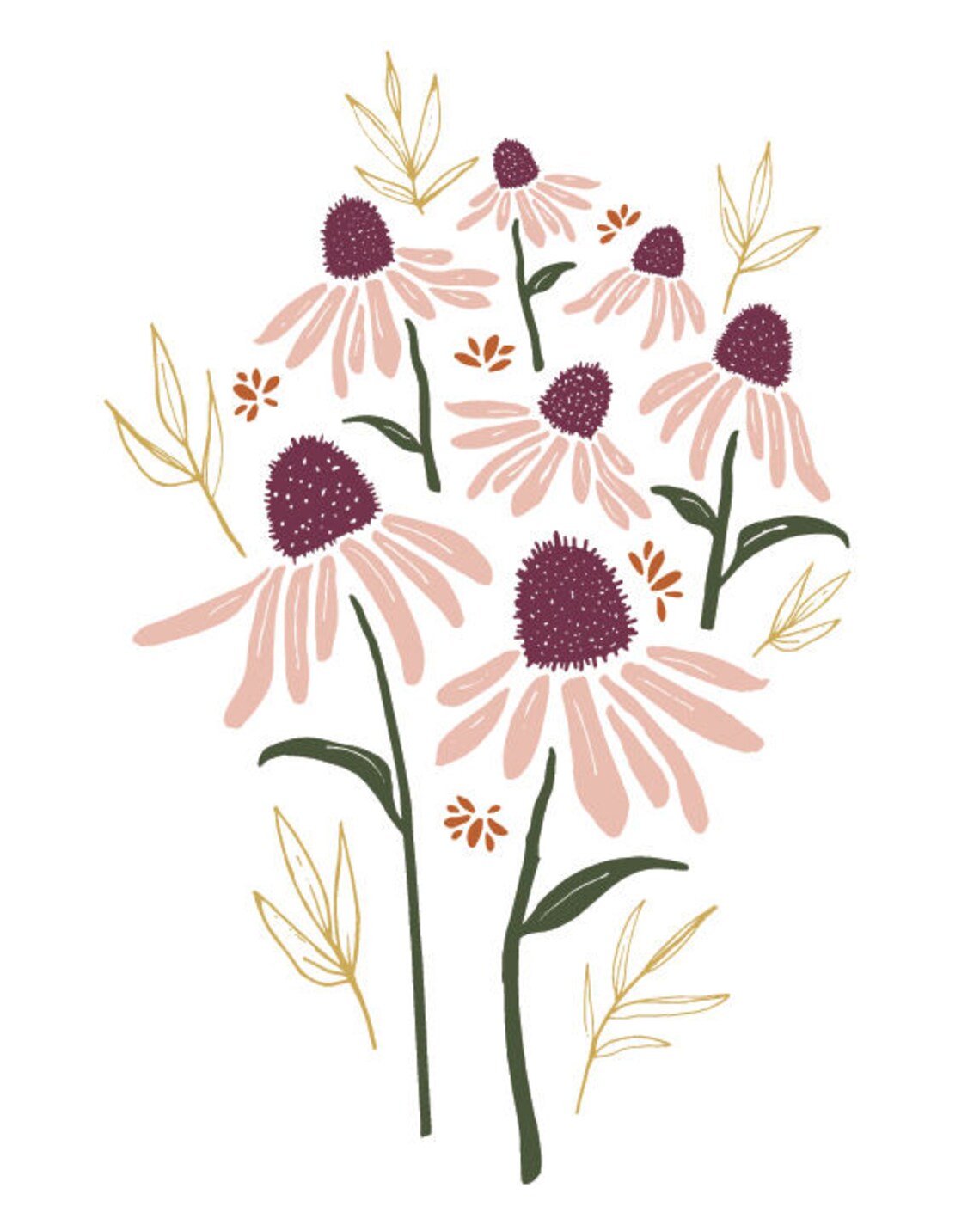 Coneflower Bouquet Print - Etsy