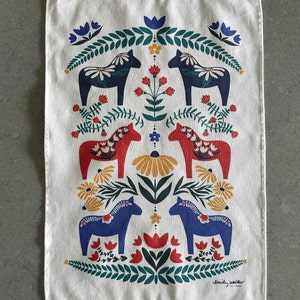 Dala Horse Gift Set // Tea Towel // Swedish Dishcloth image 6
