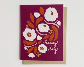 Happy Day Floral Greeting Card // Stationery