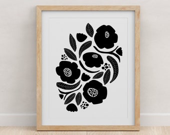 Black and White Floral // Fine Art Print