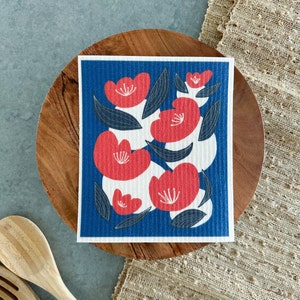 Swedish Dishcloth // Red Poppies // Reusable Paper Towel