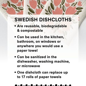 Set of 3 // Pink Tulips // Swedish Dishcloth // Reusable Paper Towel image 5