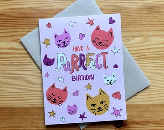 Have a Purrfect Birthday Greeting Card // Happy Birthday Card