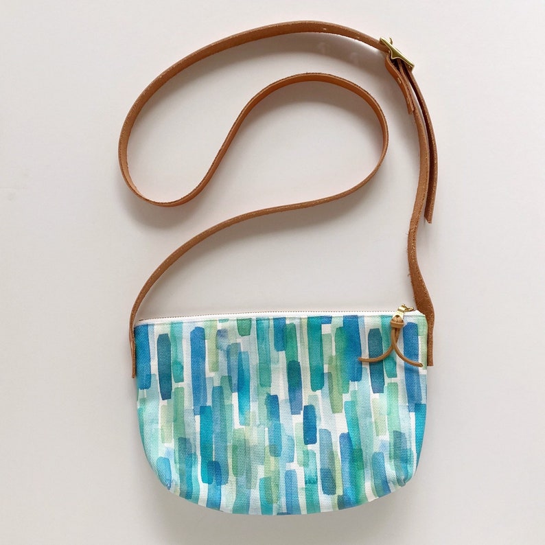 Crossbody canvas bag Blue Watercolor Waterfall