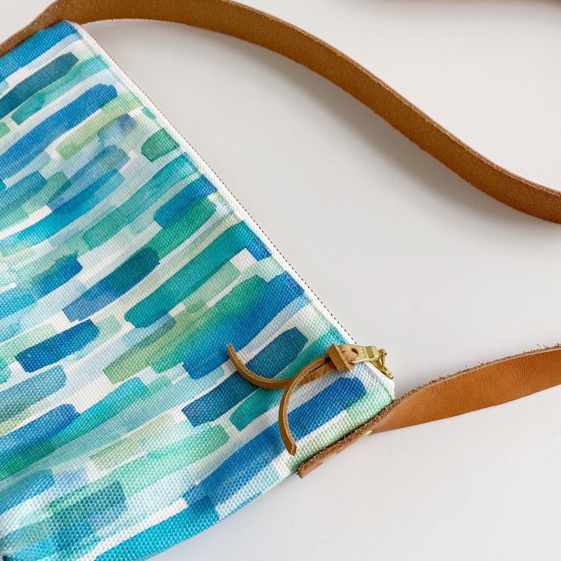 Crossbody canvas bag Blue Watercolor Waterfall