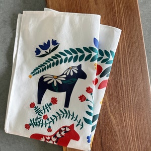 Dala Horse Gift Set // Tea Towel // Swedish Dishcloth image 3