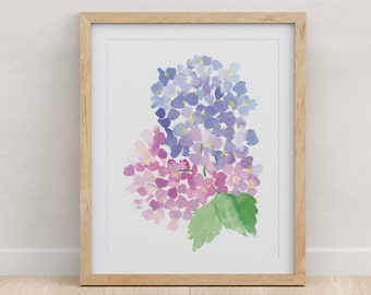 Hydrangea Flowers Watercolor Print