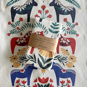 Dala Horse Gift Set // Tea Towel // Swedish Dishcloth image 2
