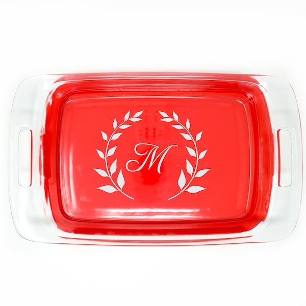 Personalized Engraved Pyrex Baking Dish, Etched Casserole Pan, Custom Glass Bakeware with Lid, Wedding, Mothers Day Present, Mom Gift, Cake