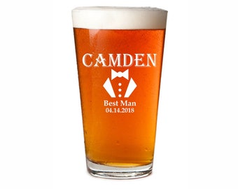 Bicchiere da pinta, Regalo personalizzato per gli sposi, Bicchieri da birra personalizzati, Bicchieri da birra incisi, Bicchieri da birra per groommen, Bicchieri da pinta, Bicchieri da birra personalizzati